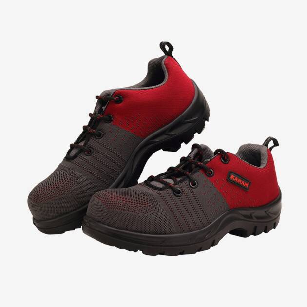 Flytex Red and Grey Sporty Safety Shoes, FS213FN(FWSAMN)