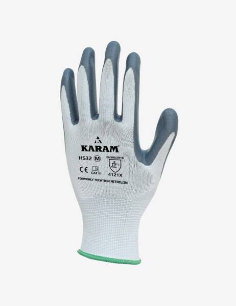 Polyester Liner with Nitrile Coating White Safety Gloves, HS32 - Image 2