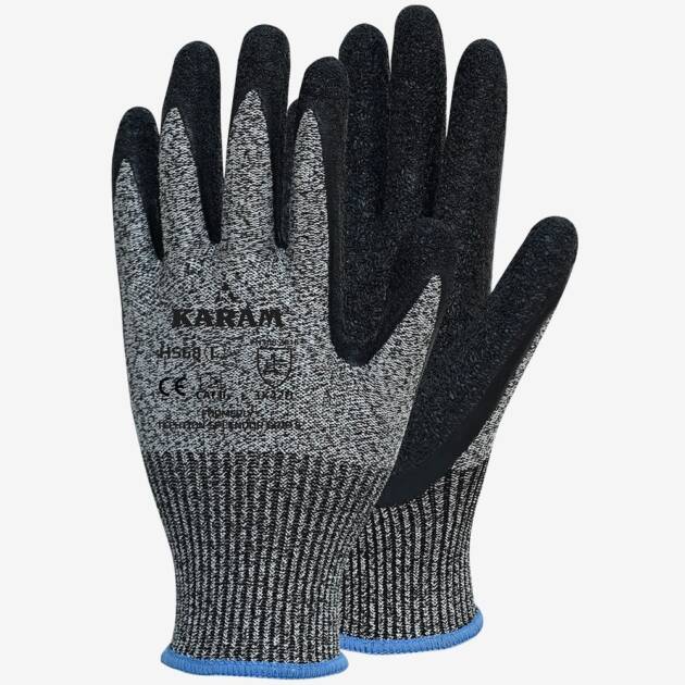 HPPE / Glass Liner with Natural Latex Coating Safety Gloves, HS68