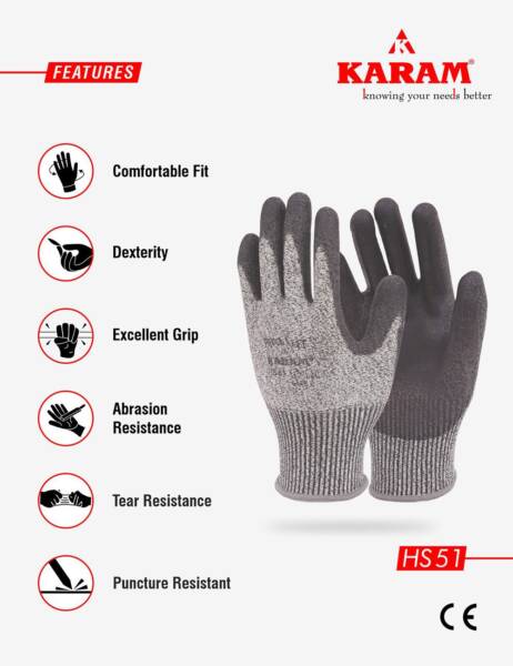 ProKut High Abrasion and High Cut Resistance with Black PU Coating Glove, HS51 - Image 4